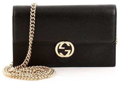 Gucci Interlocking Chain Wallet Crossbody Black 